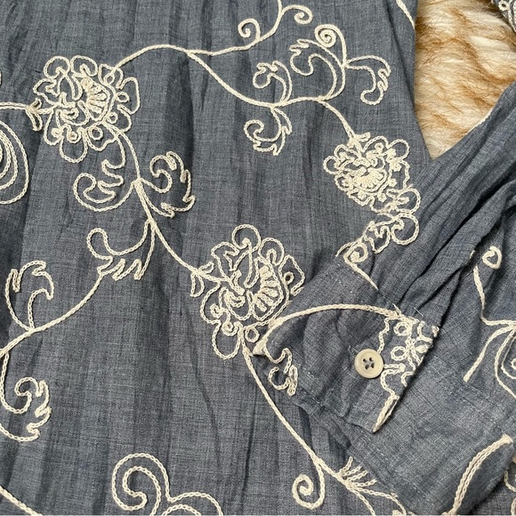 Chicos embroidered chambray button down shirt - Picture 9 of 10